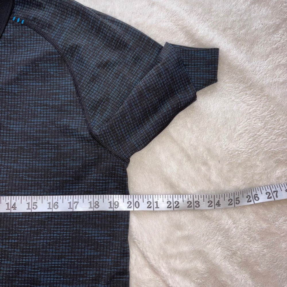 LULULEMON Metal Vent Tech Polo Mens L Blue Black Short Sleeve Athletic Golf Gym - Picture 7 of 9